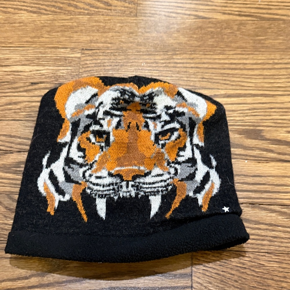 Molo Black and Orange Tiger Beanie Size 5-9